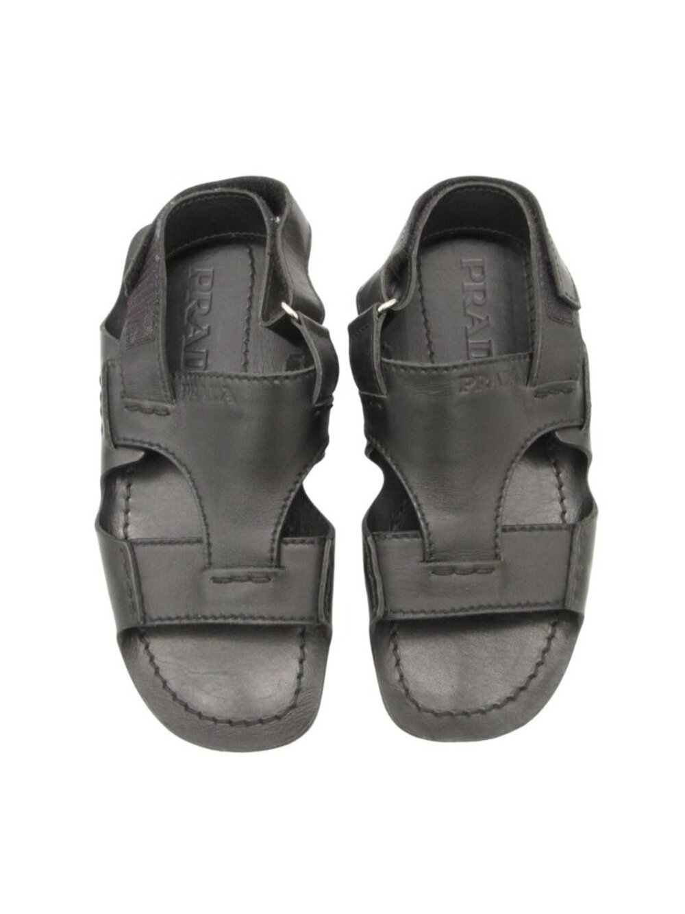 Prada Sandals Logo Leather Shoes Black 7